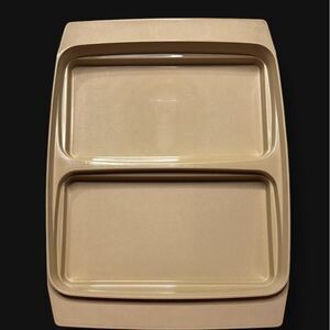 Vintage Tupperware 723-3 Almond Base Replacement Tray Divided Food Carrier